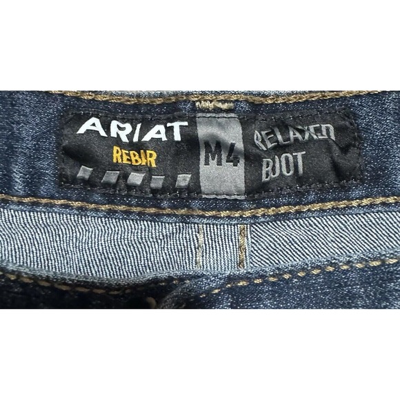 Ariat Jeans Mens 34x34 Blue Rebar M4 Relaxed Boot Workwear Western Cowboy Rodeo - Picture 2 of 11